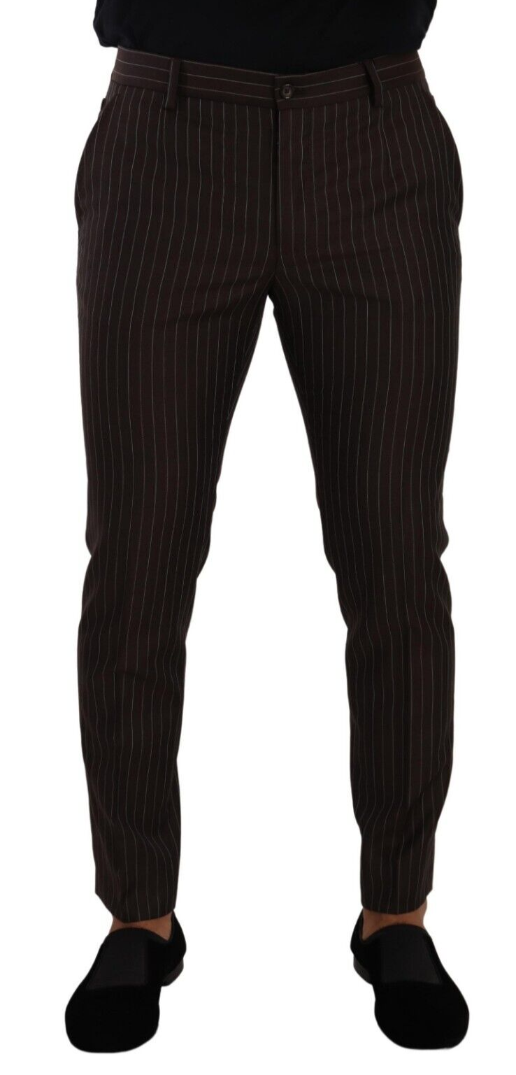 Dolce & Gabbana Brown Striped Wool Formal Trouser Dress Pants -   -  Dolce & Gabbana.