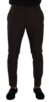 Dolce & Gabbana Brown Striped Wool Formal Trouser Dress Pants -   -  Dolce & Gabbana.
