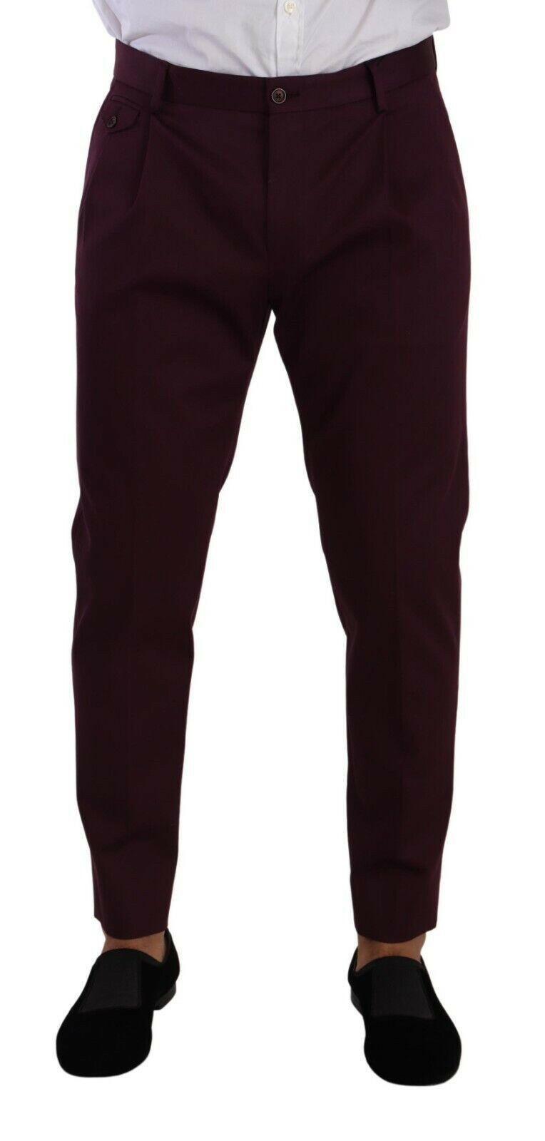 Dolce & Gabbana Purple Cotton Tapered Chinos Dress Pants -   -  Dolce & Gabbana.