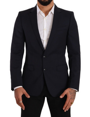 Dolce & Gabbana Dark Blue Single Breasted Coat MARTINI Blazer -   -  Dolce & Gabbana.
