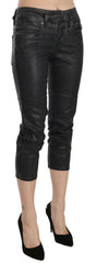John Galliano Black Washed Mid Waist Slim Leg Cropped Denim Pants -   -  John Galliano.