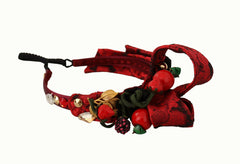 Dolce & Gabbana Cherry Silk Crystal Bow Logo Diadem Tiara Headband -   -  Dolce & Gabbana.