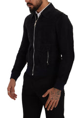 Dolce & Gabbana Blue Suede Lambskin Leather Coat Jacket -   -  Dolce & Gabbana.