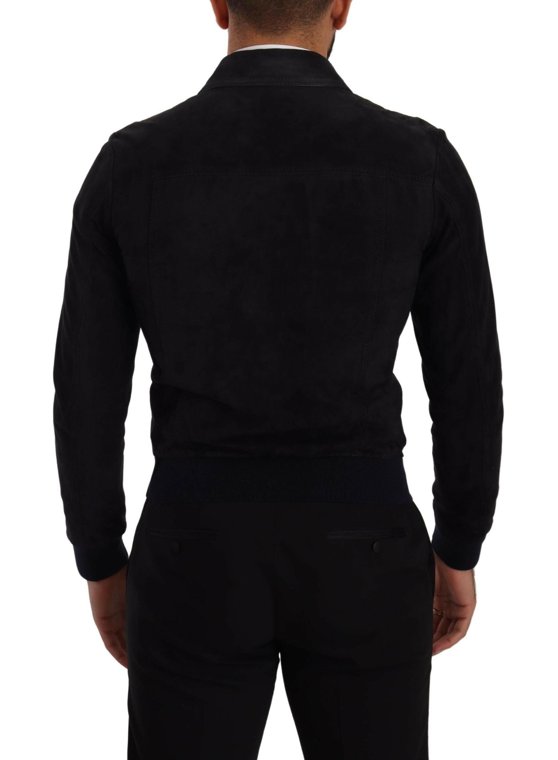 Dolce & Gabbana Blue Suede Lambskin Leather Coat Jacket -   -  Dolce & Gabbana. Dolce & Gabbana Blue Suede Lambskin Leather Coat Jacket -   -  Dolce & Gabbana.