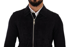 Dolce & Gabbana Blue Suede Lambskin Leather Coat Jacket -   -  Dolce & Gabbana.