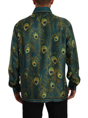 Dolce & Gabbana Peacock Feather Print Silk Pajama Mens Shirt -   -  Dolce & Gabbana.