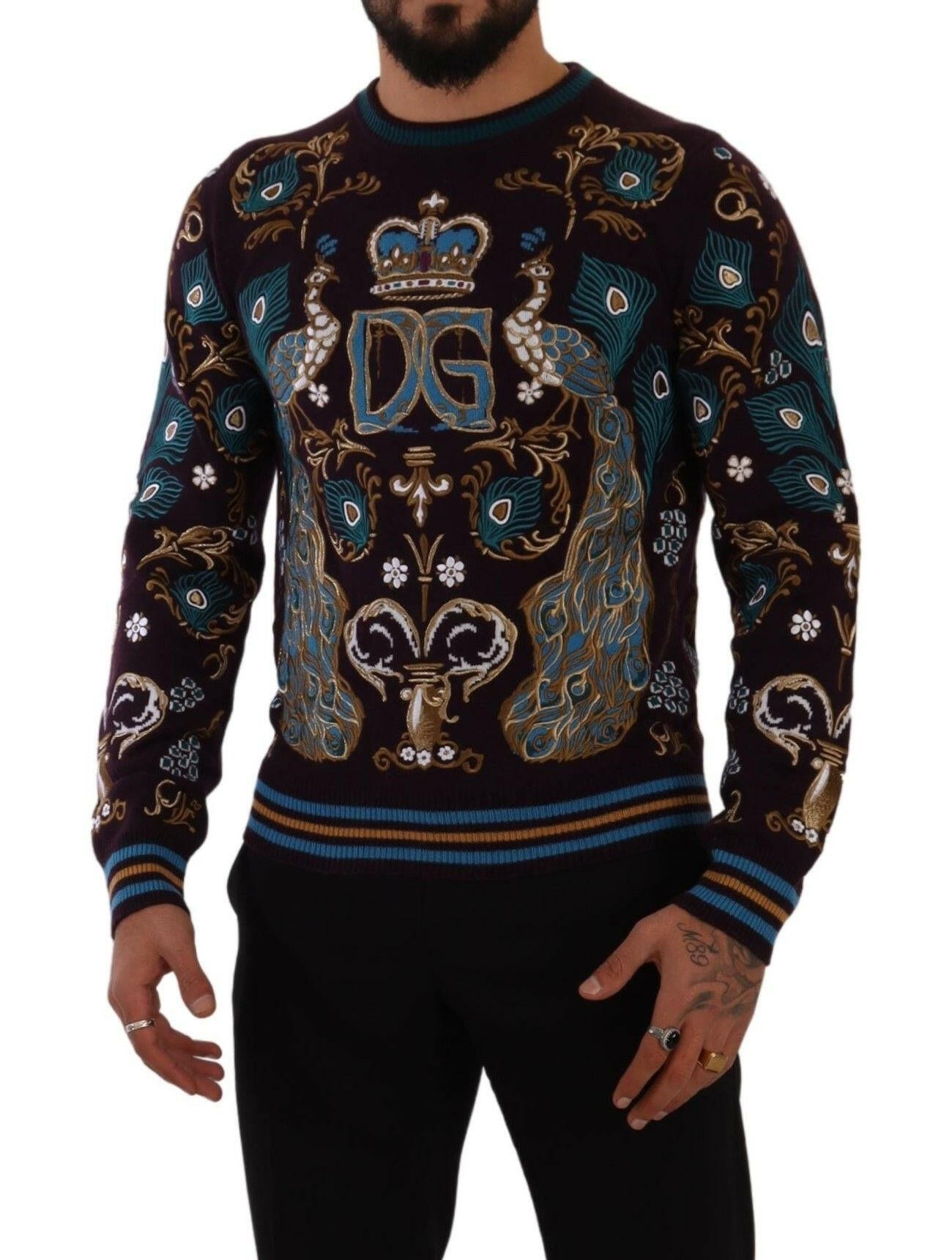 Dolce & Gabbana Bordeaux Cashmere DG Crown Embroidered Sweater -   -  Dolce & Gabbana. Dolce & Gabbana Bordeaux Cashmere DG Crown Embroidered Sweater -   -  Dolce & Gabbana.