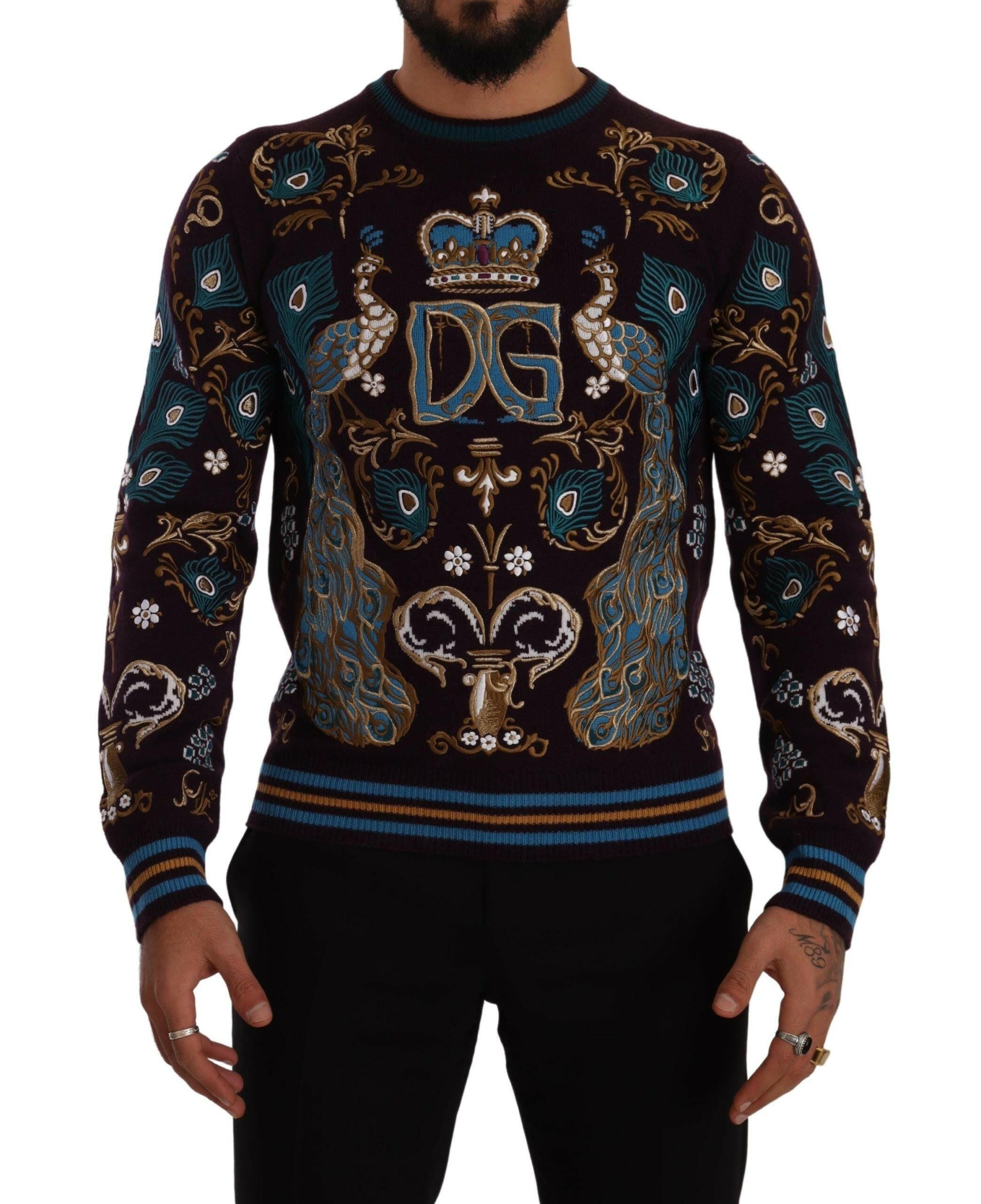 Dolce & Gabbana Bordeaux Cashmere DG Crown Embroidered Sweater -   -  Dolce & Gabbana.