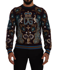 Dolce & Gabbana Bordeaux Cashmere DG Crown Embroidered Sweater -   -  Dolce & Gabbana.