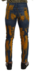 Dolce & Gabbana Blue Yellow Dye Cotton Skinny Men Denim Jeans -   -  Dolce & Gabbana.