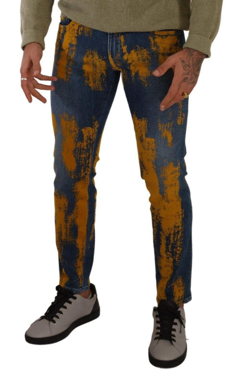 Dolce & Gabbana Blue Yellow Dye Cotton Skinny Men Denim Jeans -   -  Dolce & Gabbana. Dolce & Gabbana Blue Yellow Dye Cotton Skinny Men Denim Jeans -   -  Dolce & Gabbana.