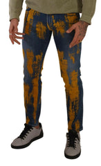 Dolce & Gabbana Blue Yellow Dye Cotton Skinny Men Denim Jeans -   -  Dolce & Gabbana.