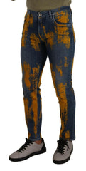 Dolce & Gabbana Blue Yellow Dye Cotton Skinny Men Denim Jeans -   -  Dolce & Gabbana.