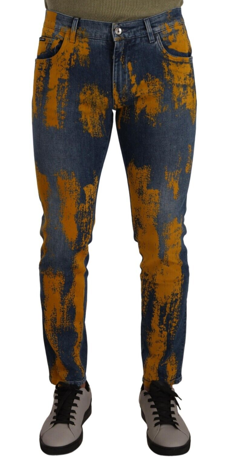 Dolce & Gabbana Blue Yellow Dye Cotton Skinny Men Denim Jeans -   -  Dolce & Gabbana.