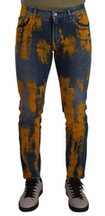 Dolce & Gabbana Blue Yellow Dye Cotton Skinny Men Denim Jeans -   -  Dolce & Gabbana.