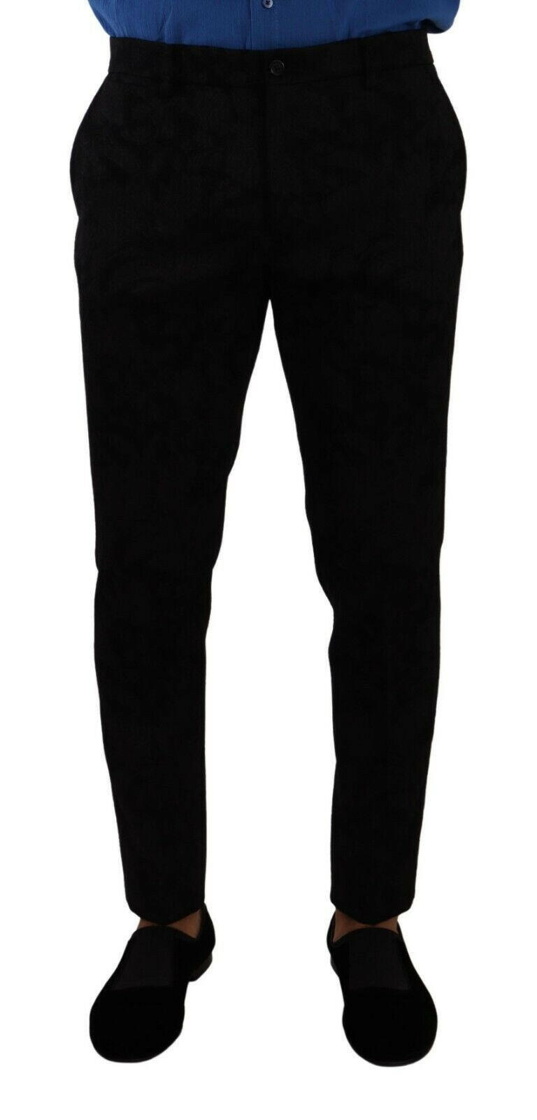 Dolce & Gabbana Black Brocade Skinny Formal Trouser Dress Pants -   -  Dolce & Gabbana.