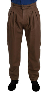 Dolce & Gabbana Brown Leather Tapered High Waist Pants -   -  Dolce & Gabbana.