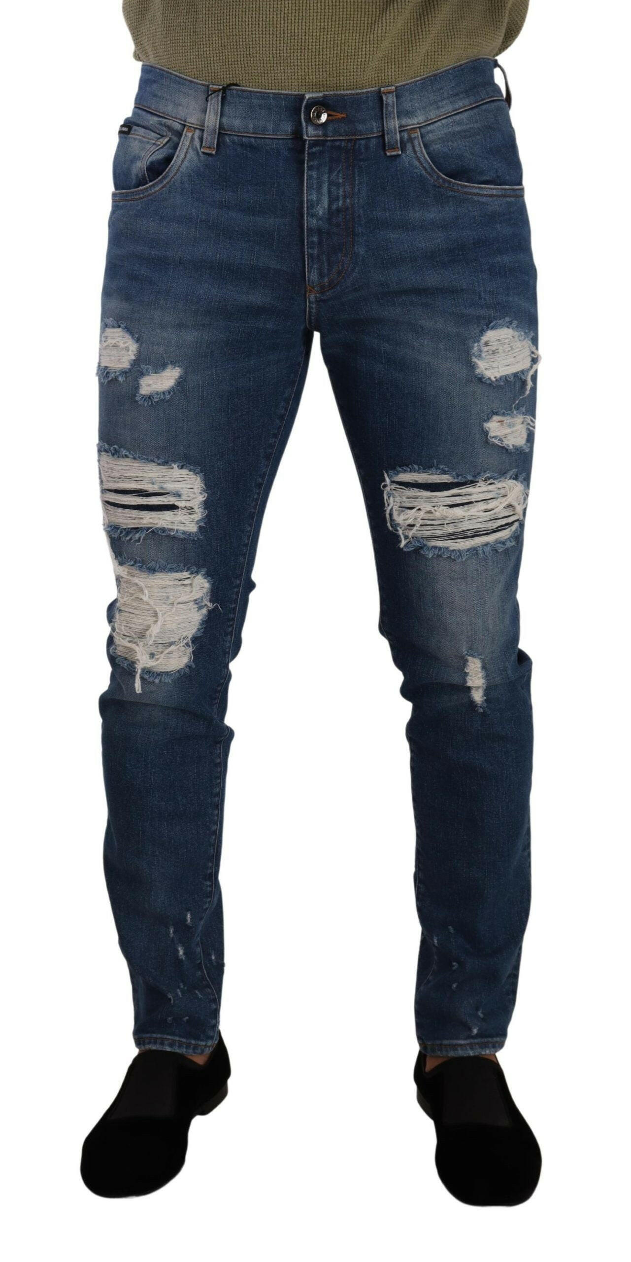 Dolce & Gabbana Blue Wash Cotton Stretch Slim Fit Denim Jeans -   -  Dolce & Gabbana.