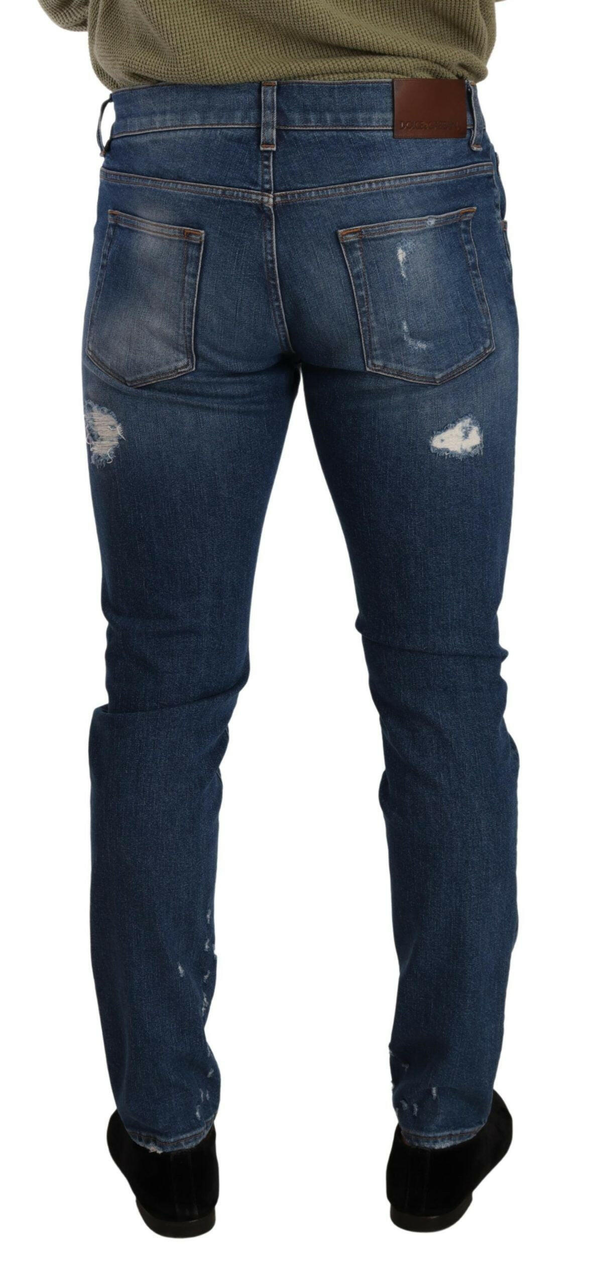 Dolce & Gabbana Blue Wash Cotton Stretch Slim Fit Denim Jeans -   -  Dolce & Gabbana. Dolce & Gabbana Blue Wash Cotton Stretch Slim Fit Denim Jeans -   -  Dolce & Gabbana.