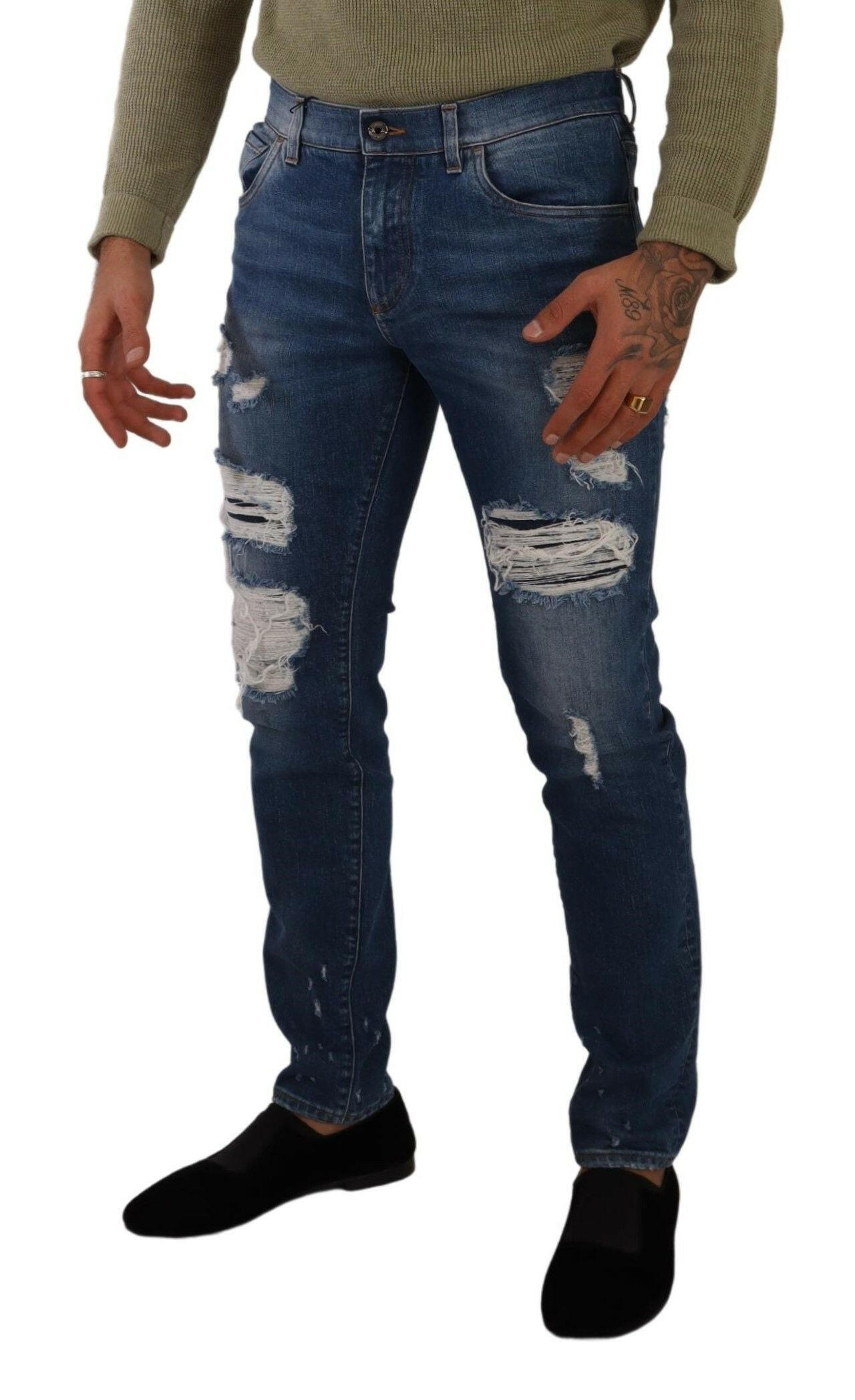 Dolce & Gabbana Blue Wash Cotton Stretch Slim Fit Denim Jeans -   -  Dolce & Gabbana. Dolce & Gabbana Blue Wash Cotton Stretch Slim Fit Denim Jeans -   -  Dolce & Gabbana.