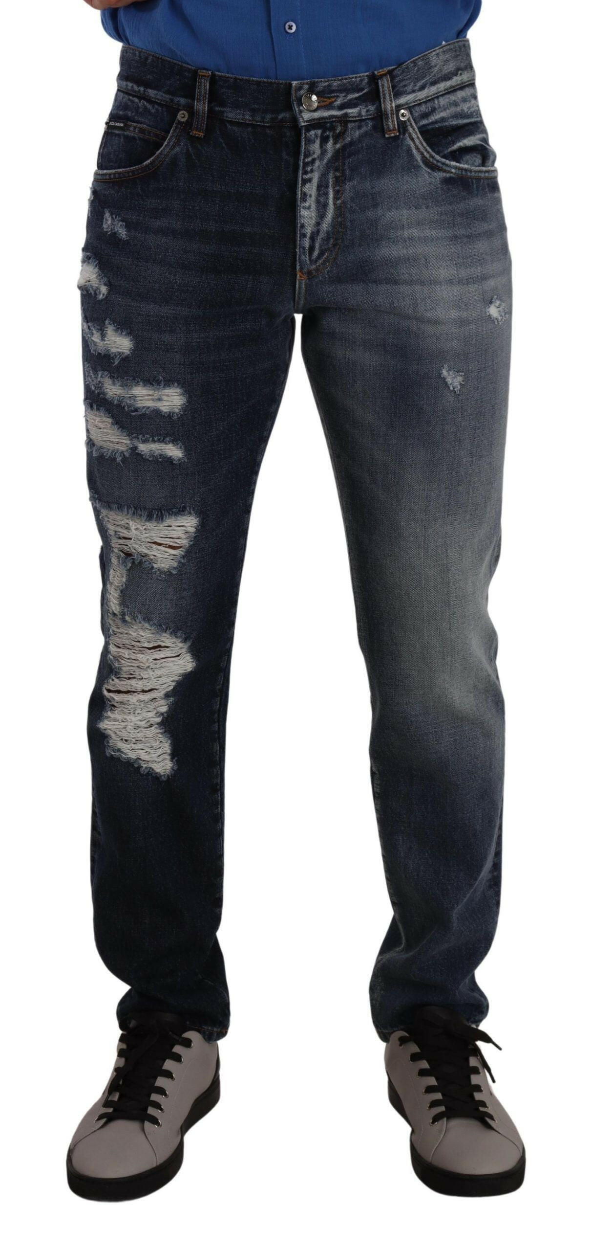 Dolce & Gabbana Blue Cotton Regular Denim Trousers Jeans -   -  Dolce & Gabbana.