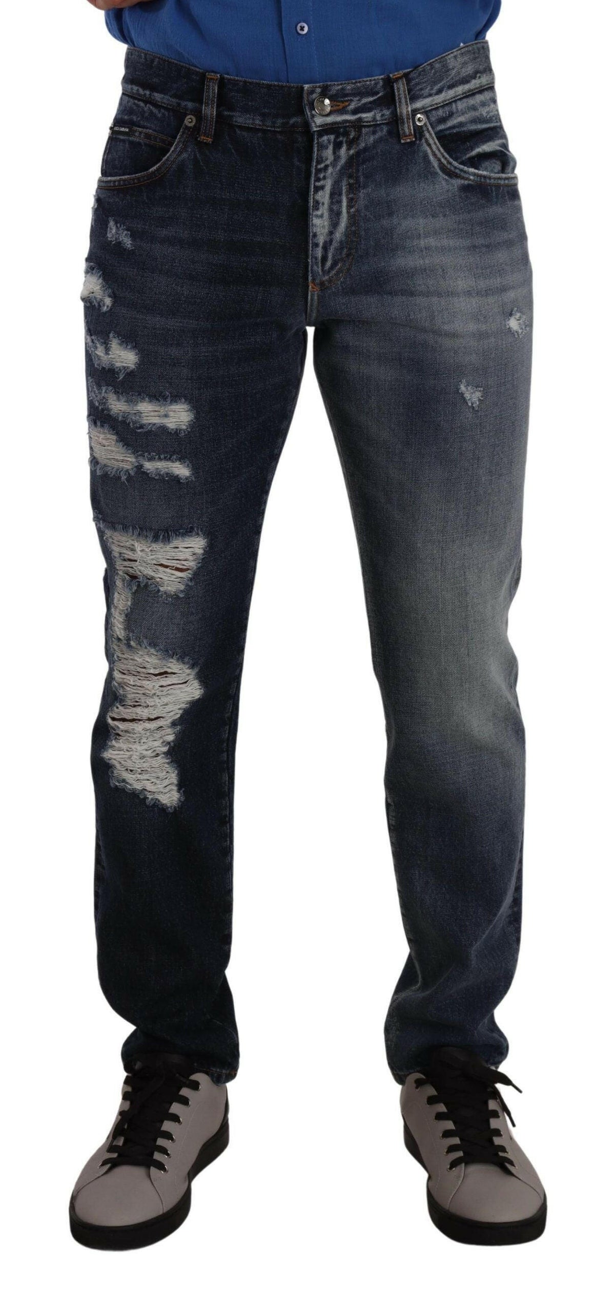 Dolce & Gabbana Blue Cotton Regular Denim Trousers Jeans -   -  Dolce & Gabbana.