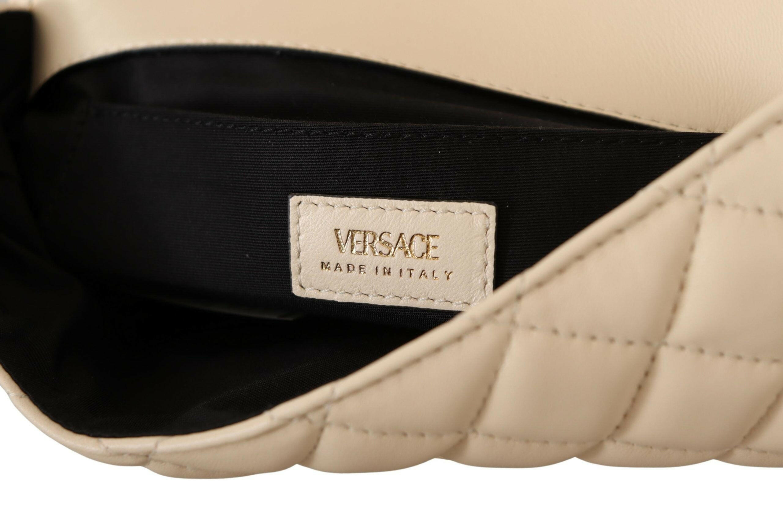 Versace Elegant White Nappa Leather Shoulder Bag -  Luxury Shoulder Bag for Women -  Versace. Versace Elegant White Nappa Leather Shoulder Bag -  Luxury Shoulder Bag for Women -  Versace.
