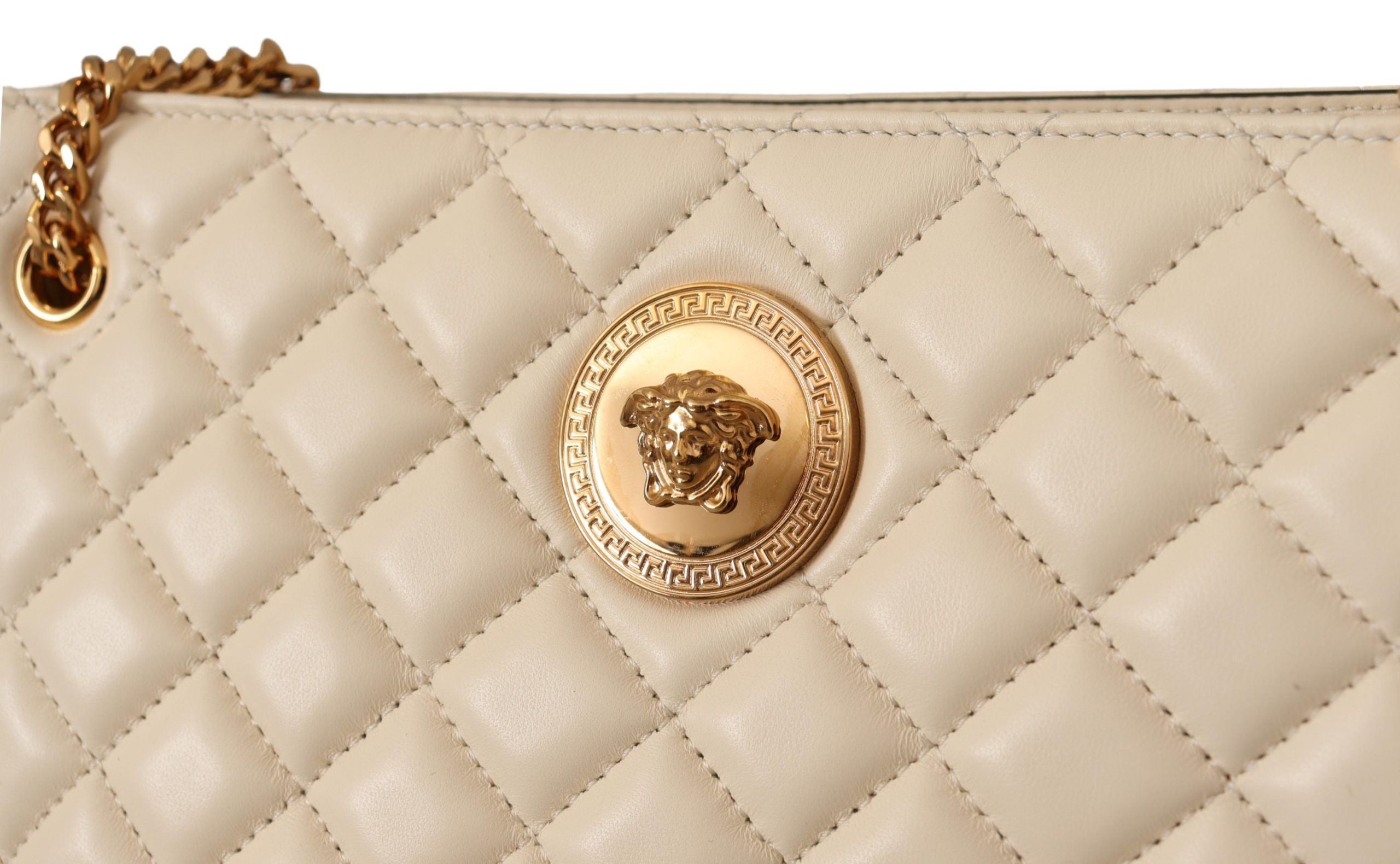 Versace Elegant Quilted Nappa Leather Tote -  Luxury Shopper Bag for Women -  Versace. Versace Elegant Quilted Nappa Leather Tote -  Luxury Shopper Bag for Women -  Versace.
