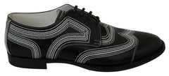 Dolce & Gabbana Black Leather Derby Formal White Lace Shoes -   -  Dolce & Gabbana.