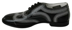 Dolce & Gabbana Black Leather Derby Formal White Lace Shoes -   -  Dolce & Gabbana.