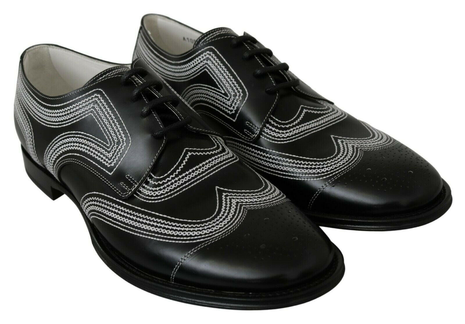 Dolce & Gabbana Black Leather Derby Formal White Lace Shoes -   -  Dolce & Gabbana. Dolce & Gabbana Black Leather Derby Formal White Lace Shoes -   -  Dolce & Gabbana.
