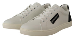 Dolce & Gabbana White Black Leather Low Shoes Sneakers -   -  Dolce & Gabbana.
