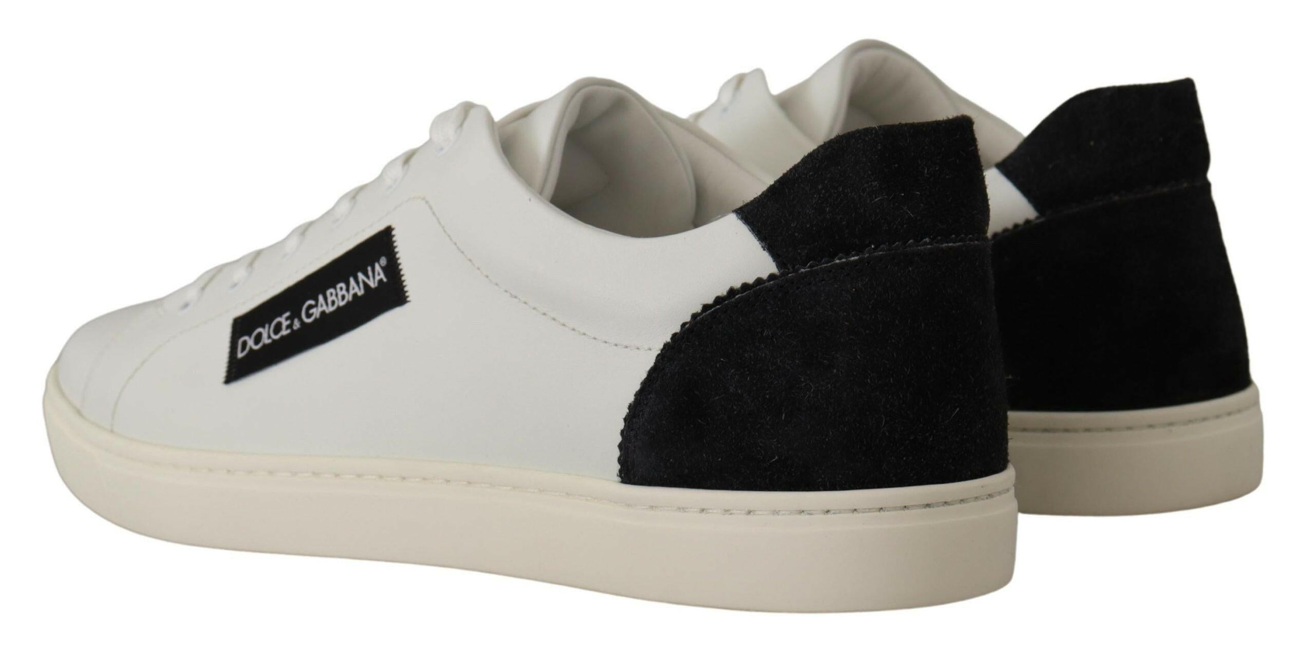 Dolce & Gabbana White Black Leather Low Shoes Sneakers -   -  Dolce & Gabbana. Dolce & Gabbana White Black Leather Low Shoes Sneakers -   -  Dolce & Gabbana.
