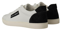 Dolce & Gabbana White Black Leather Low Shoes Sneakers -   -  Dolce & Gabbana.