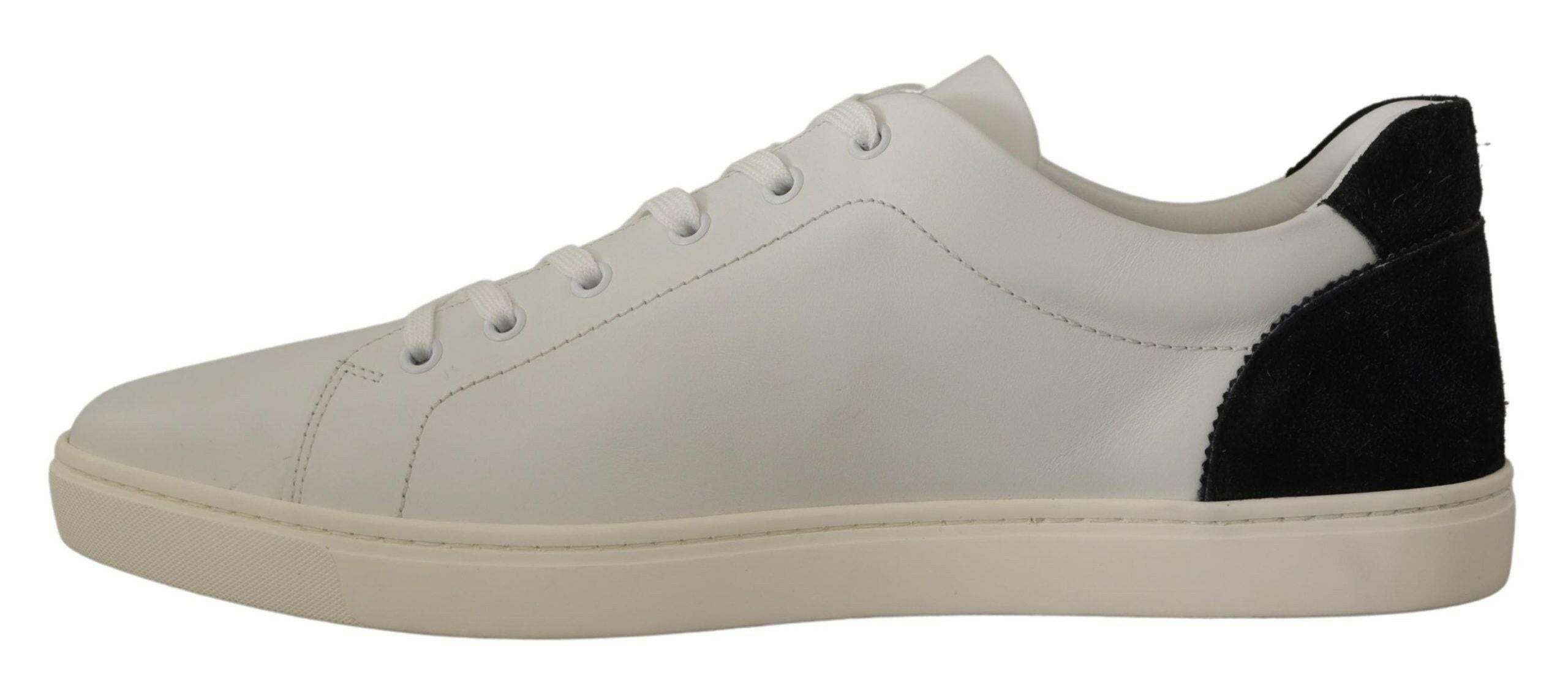 Dolce & Gabbana White Black Leather Low Shoes Sneakers -   -  Dolce & Gabbana. Dolce & Gabbana White Black Leather Low Shoes Sneakers -   -  Dolce & Gabbana.