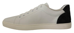 Dolce & Gabbana White Black Leather Low Shoes Sneakers -   -  Dolce & Gabbana.