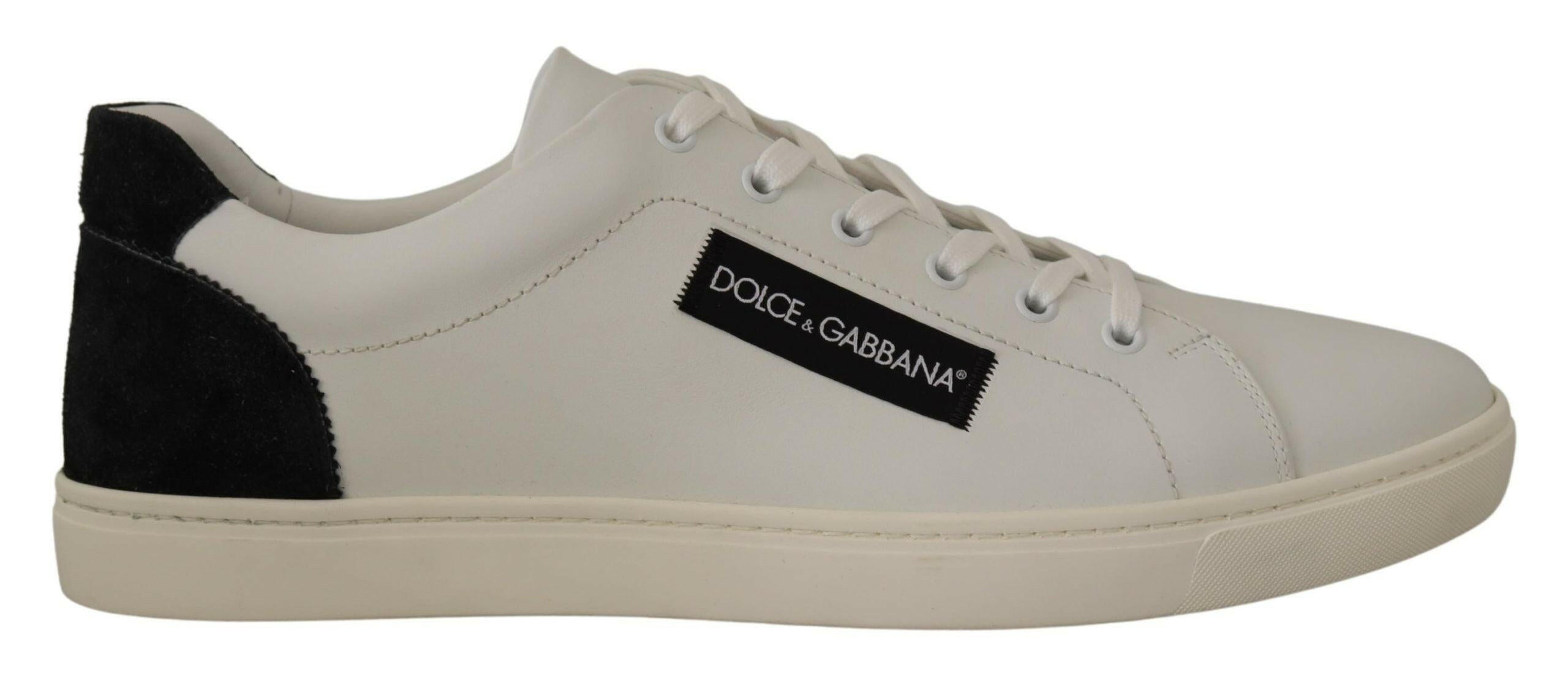Dolce & Gabbana White Black Leather Low Shoes Sneakers -   -  Dolce & Gabbana.