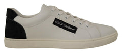 Dolce & Gabbana White Black Leather Low Shoes Sneakers -   -  Dolce & Gabbana.
