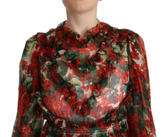Dolce & Gabbana Multicolor Red Floral Silk Long Maxi Dress -   -  Dolce & Gabbana.