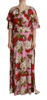 Dolce & Gabbana Pink Floral Silk Stretch Gown Maxi Dress -   -  Dolce & Gabbana.