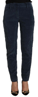 Peserico Blue Mid Waist Cotton Stretch Tapered Pants -   -  Peserico.