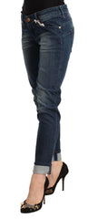 Acht Blue Washed Low Waist Skinny Denim Folded Hem Jeans -   -  Acht.