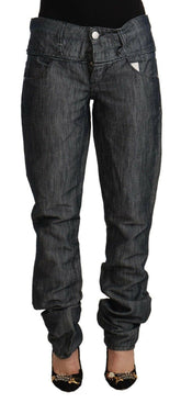 Acht Dark Gray Ramie Mid Wide Waist Straight Denim Jeans -   -  Acht.