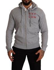 Hackett Gray Full Zip Hooded Cotton Sweatshirt Sweater -   -  Hackett.