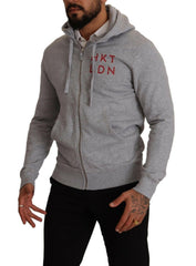 Hackett Gray Full Zip Hooded Cotton Sweatshirt Sweater -   -  Hackett.