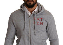 Hackett Gray Full Zip Hooded Cotton Sweatshirt Sweater -   -  Hackett.