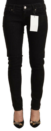 Acht Black Cotton Low Waist Skinny Denim Jeans -   -  Acht.