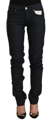 Acht Black Cotton Low Waist Slim Fit Denim Jeans -   -  Acht.