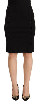GF Ferre Black High Waist Viscose Knee Length Pencil Cut Skirt -   -  GF Ferre.