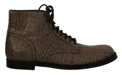 Dolce & Gabbana Gray Crocodile Leather Derby Boots -   -  Dolce & Gabbana.